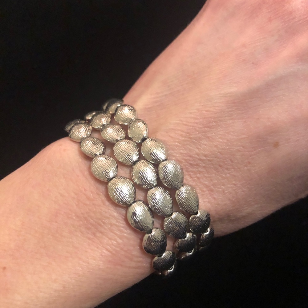 Silver Tone Stretchy Bracelet Set of Three